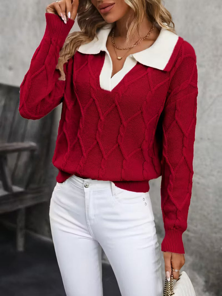 Mahalia - Cable Knit Collared Sweater