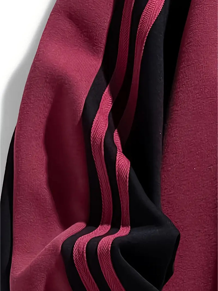 Maddox - Striped Sleeve And Round Neck Sweatshirt