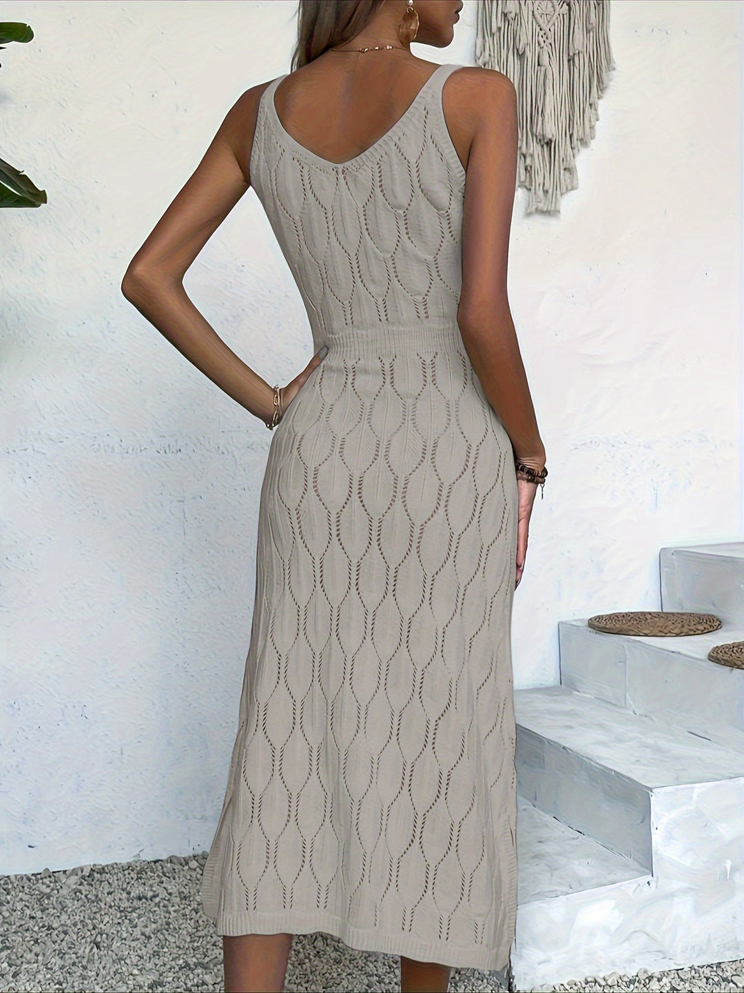 Luciana - Sleeveless Long Knitted Dress With A Coat Style