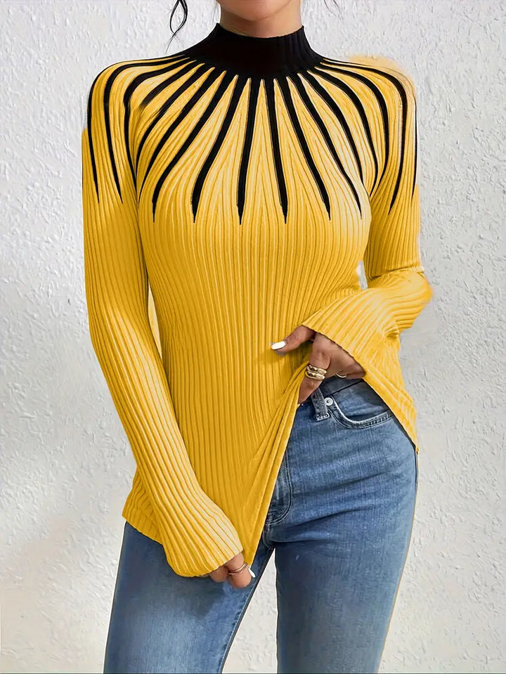 Maider - Elegant Long Sleeve Sweater With High Neck
