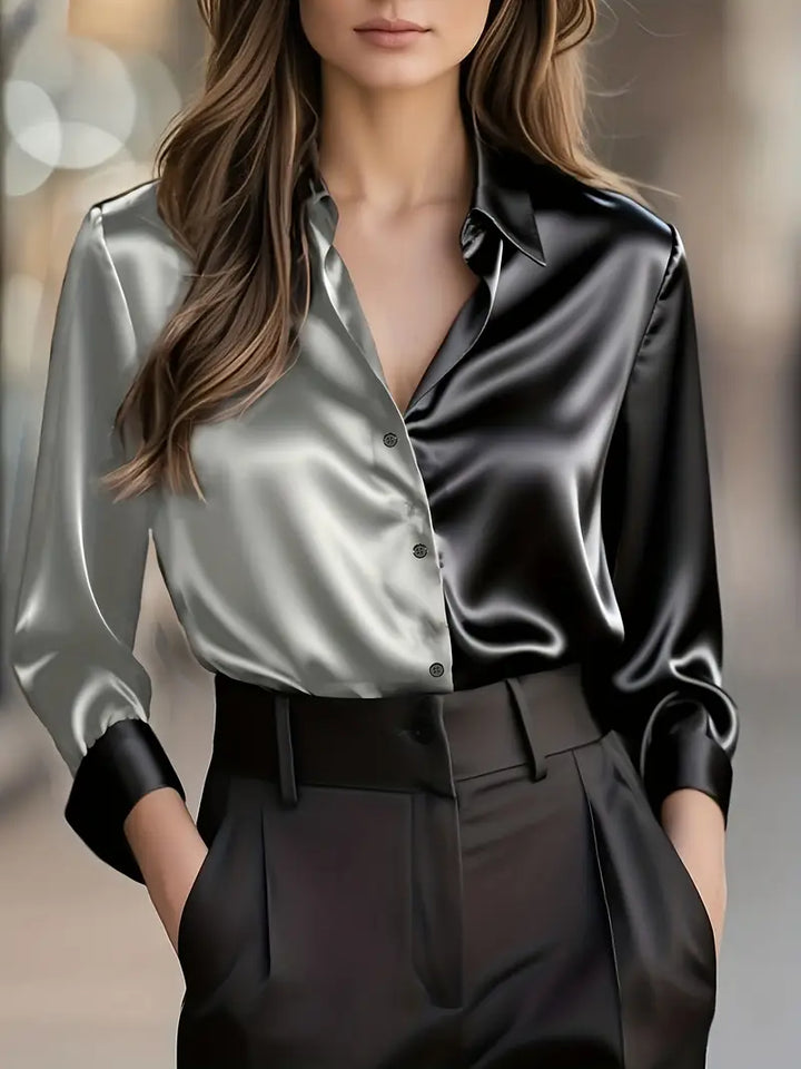 Zillah - Elegant Commuter Contrast Satin Shirt