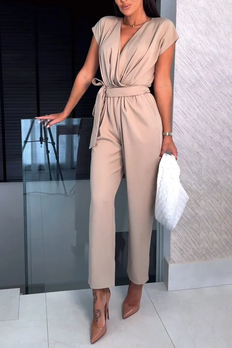 Maryana - Short Sleeve V-Neck Jumpsuit
