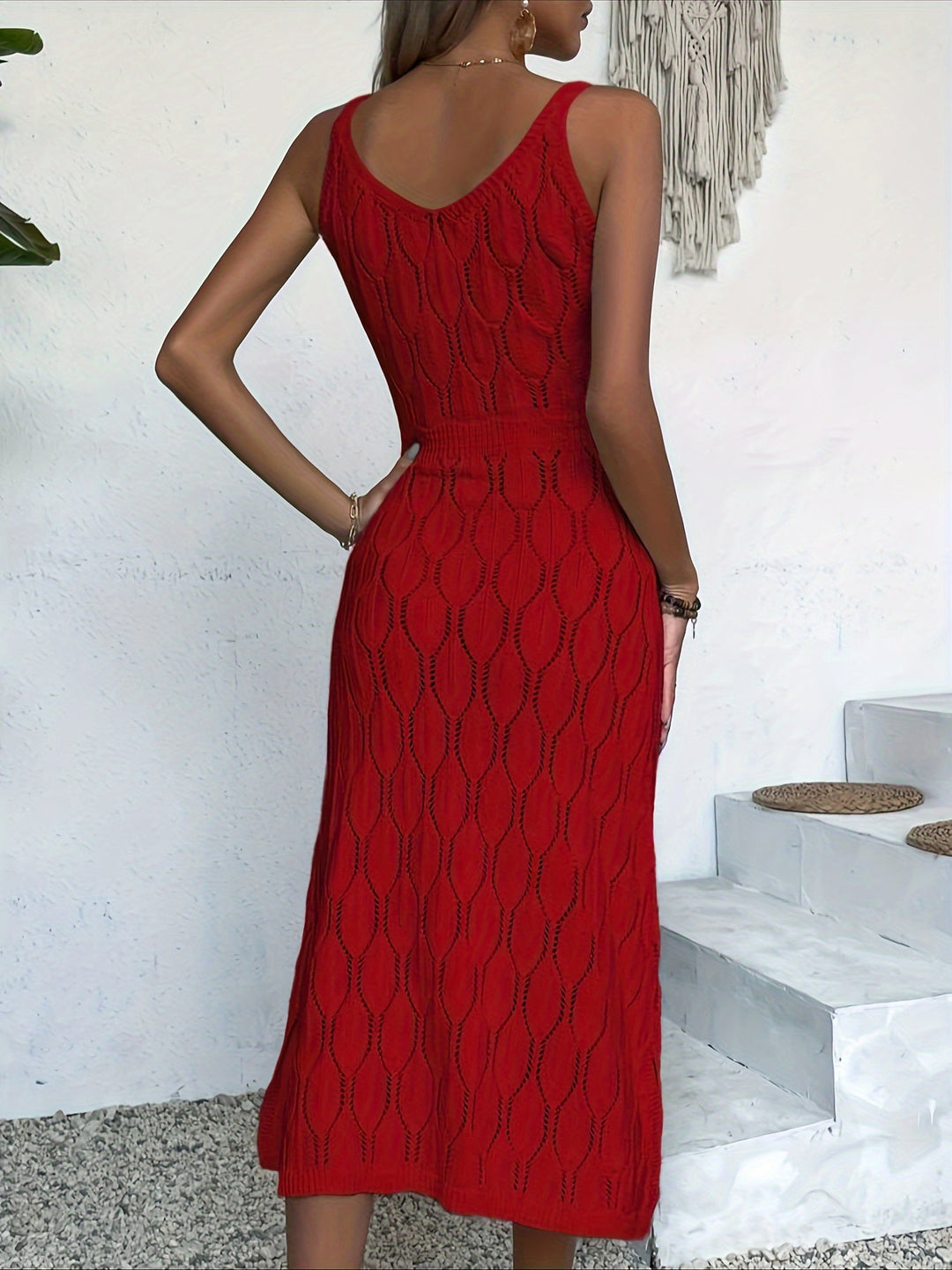 Luciana - Sleeveless Long Knitted Dress With A Coat Style