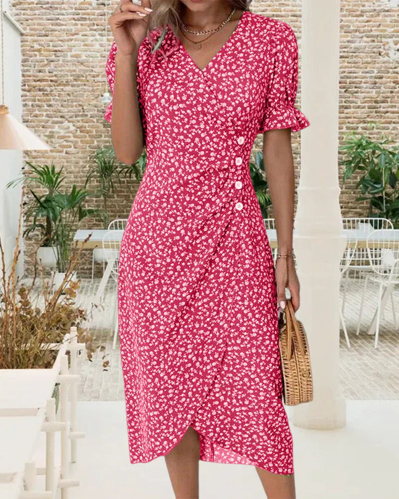 Tine - Short Sleeve Floral Print Dress