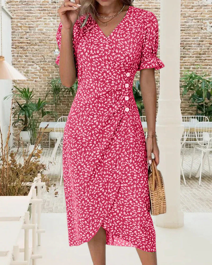 Tine - Short Sleeve Floral Print Dress