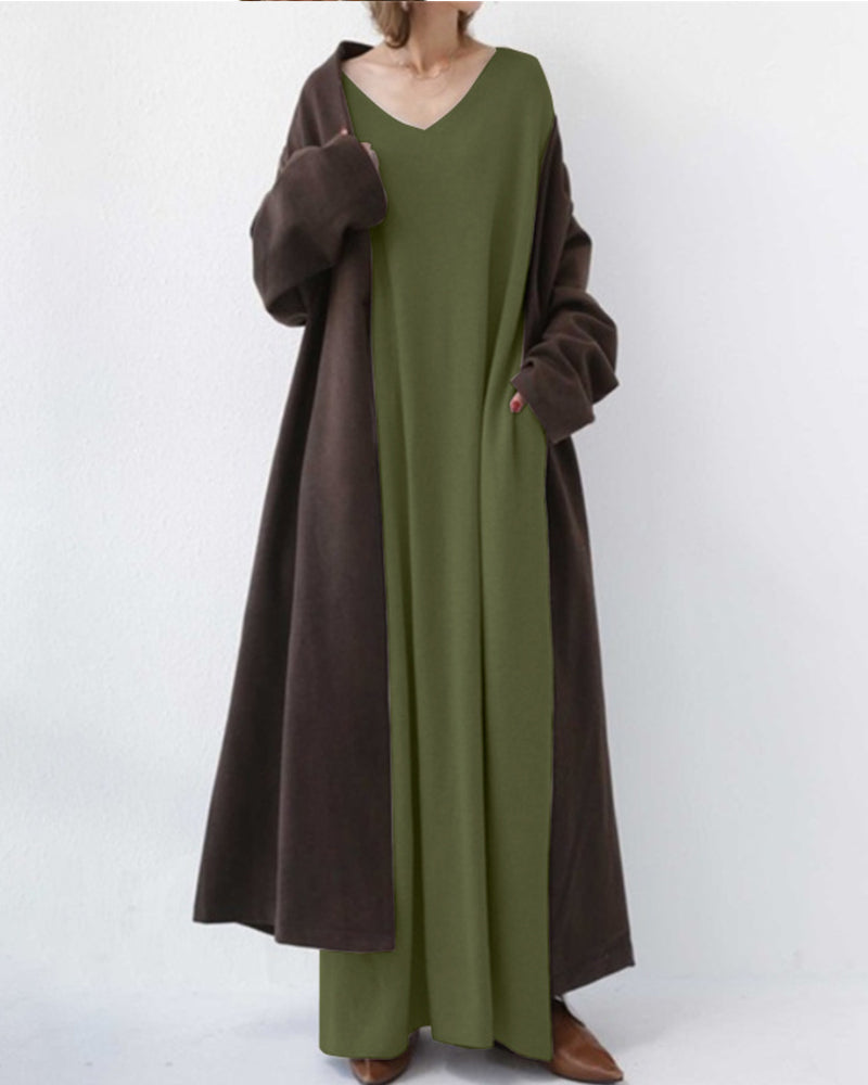 Bonita - Fashionable Long Sleeve V-Neck Dress