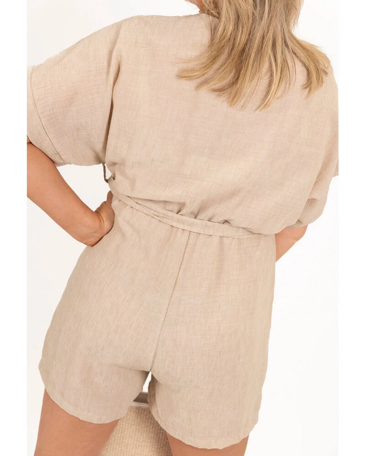 Lerusik - Linen Short Sleeve Playsuit
