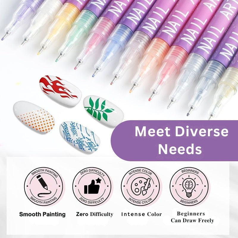 GlamSketch - Nail Art Pen Set in 12 Colors