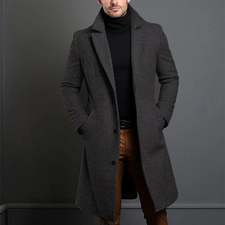 Laurens - Long Sleeve Wool Coat With Pockets