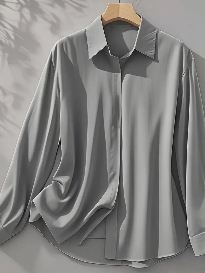 Amiliana - Elegant Long Sleeve Button Down Shirt