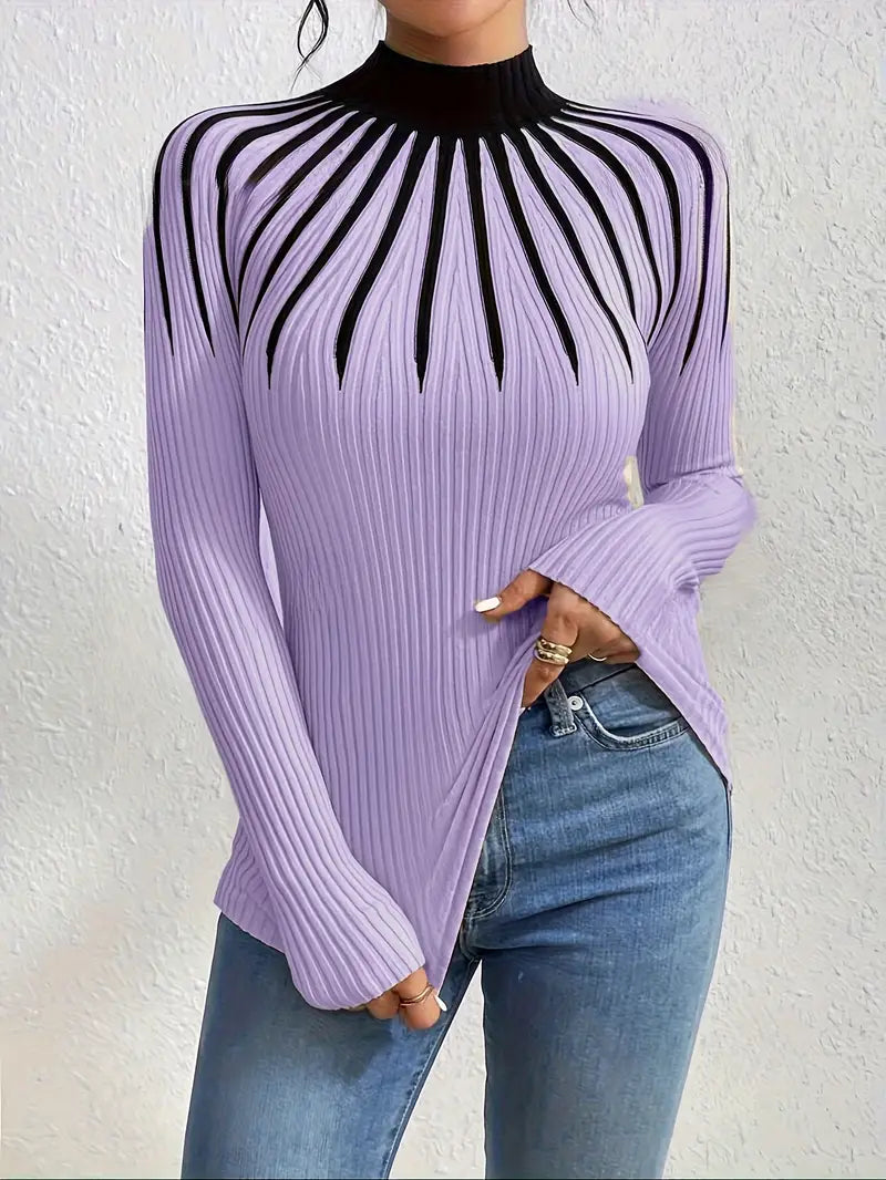 Maider - Elegant Long Sleeve Sweater With High Neck