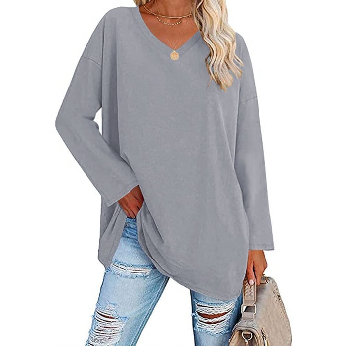 Milena - Long Sleeve Fashion V-Neck Knit Top