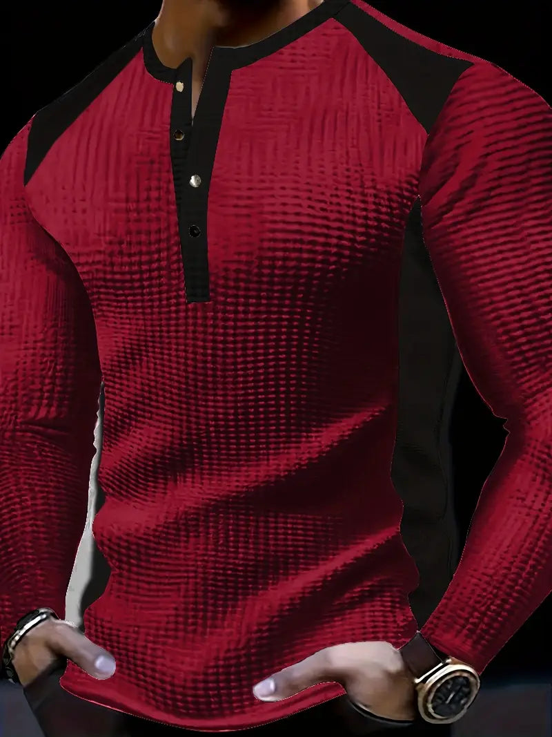 Kyran - Waffle Long Sleeve Henley Shirt