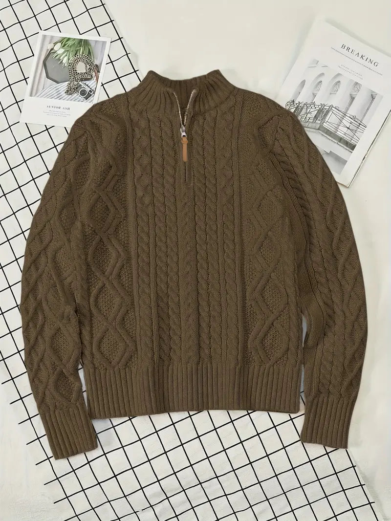 Rabada - Half-Zip Knitted Sweater With Stand-Up Collar