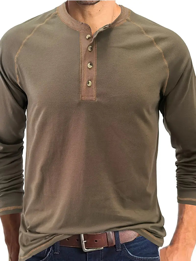 Sharma - Long Sleeve Crew Neck Henley Shirt