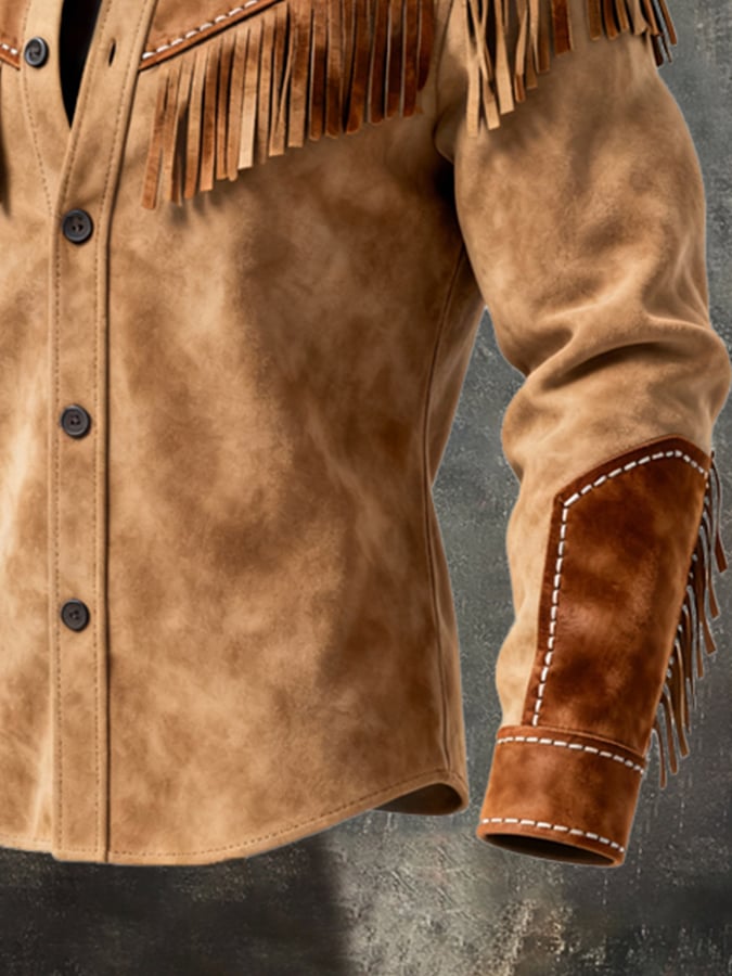 Finch - Vintage Style Long Sleeved Shirt With Tassel Design