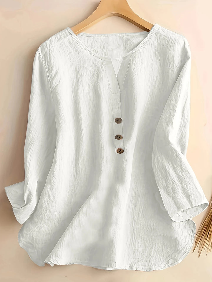 Mykaela - Casual Cotton And Linen Blouse