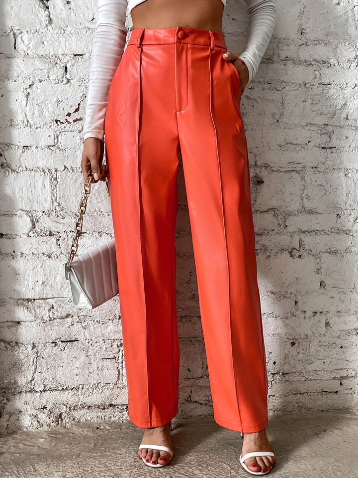 Francine - Casual Long Trousers With Decorative Stitching