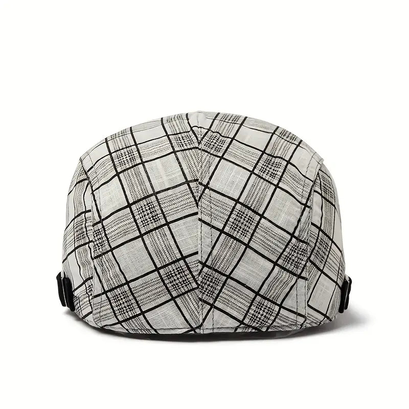 Zared - Adjustable Vintage Plaid Beret Cap