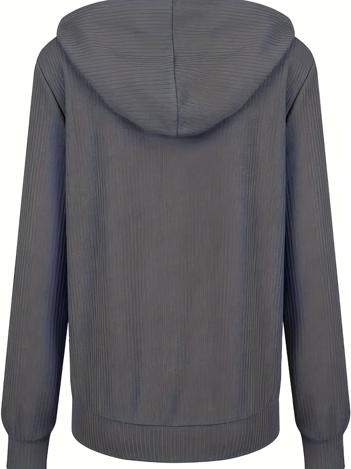 Moira - Long Sleeve Zip Up Drawstring Hoodies