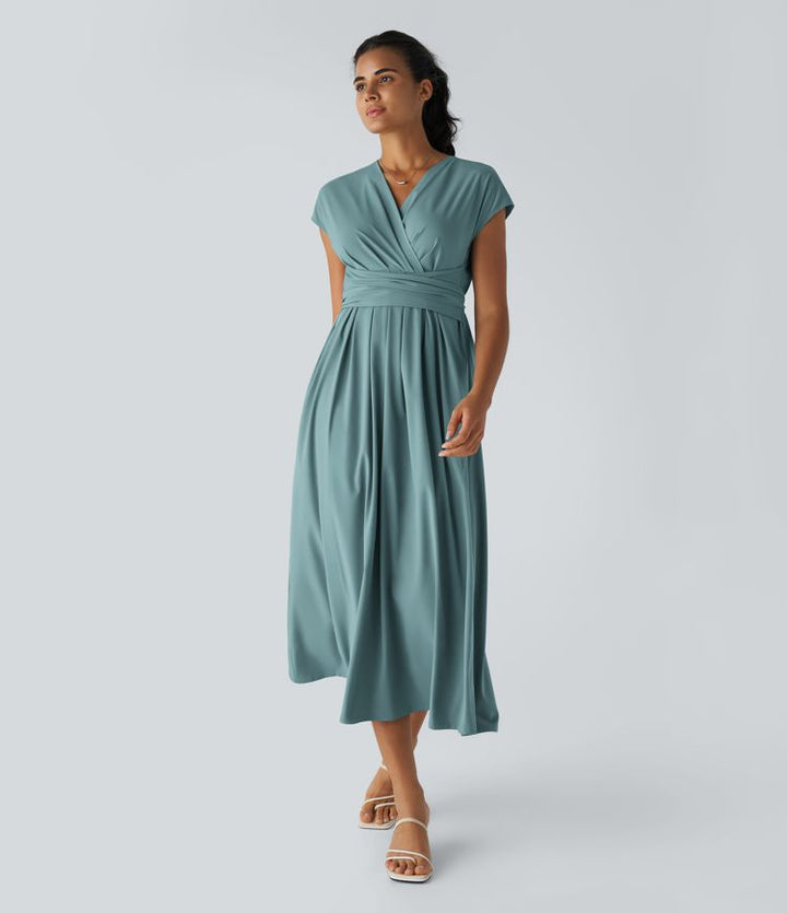 Wilhelmine - Elegant High Waisted Wrap Dress