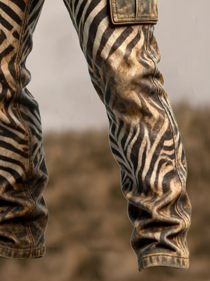 Duckett - Vintage Zebra Print Multi-Pocket Pant