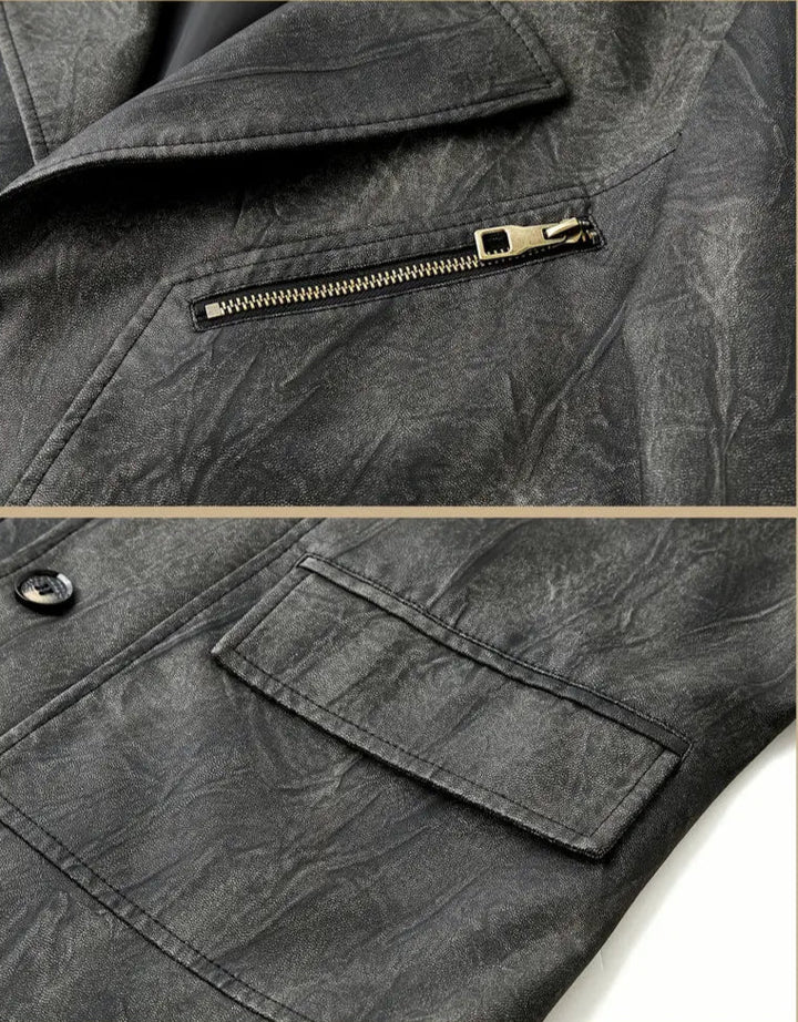 Julien - Leather Jacket With Locomotive Collar