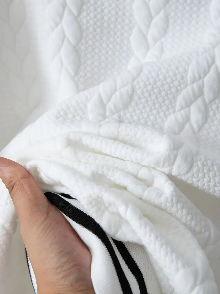 Felips - Stripe Decor Jacquard Baseball Jacket