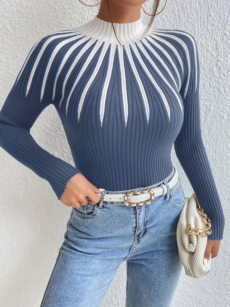 Maider - Elegant Long Sleeve Sweater With High Neck