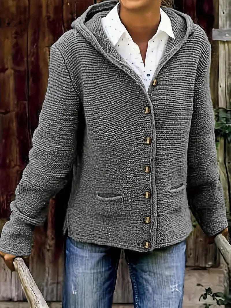 Bressan - Elegant Long Sleeve Hooded Cardigan