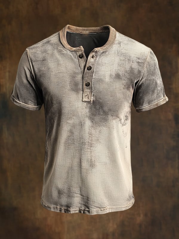 Men's Retro Classic Casual Henley Collar Short Sleeve T-Shirt