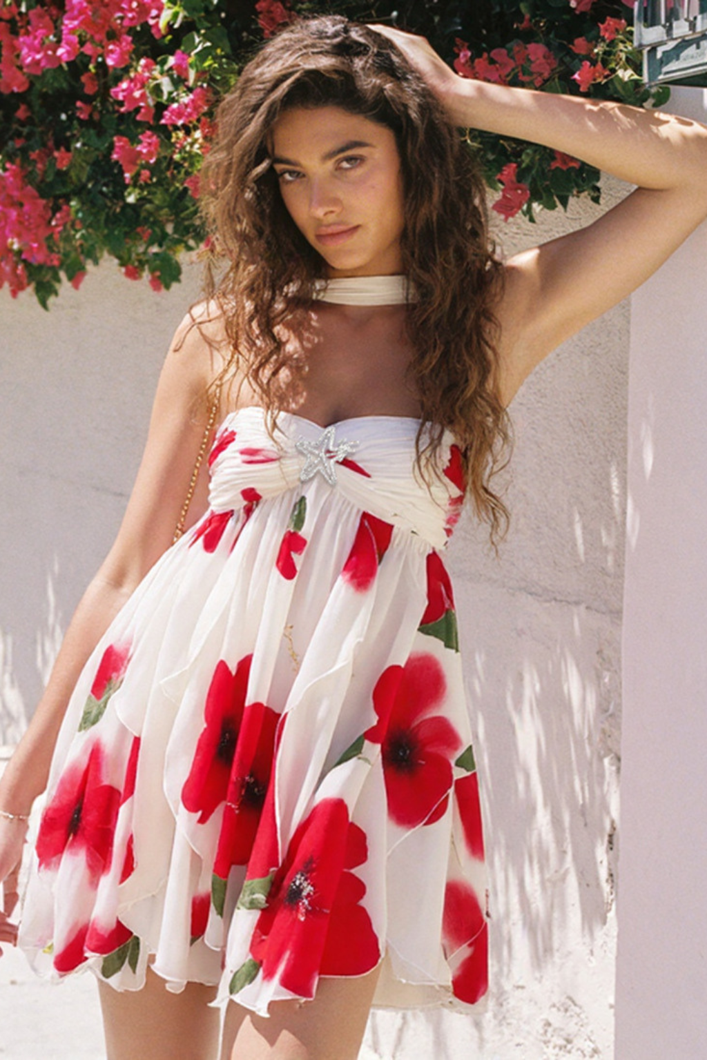 Aonika - Floral Chiffon Mini Dress