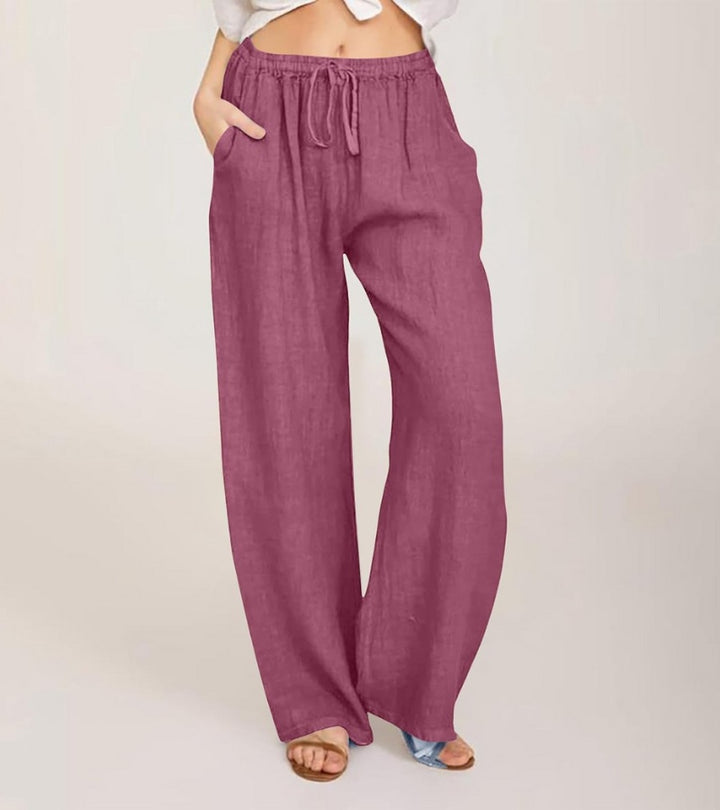Maialen - Linen Wide Leg Trousers For Summer
