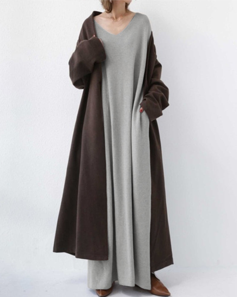 Bonita - Fashionable Long Sleeve V-Neck Dress