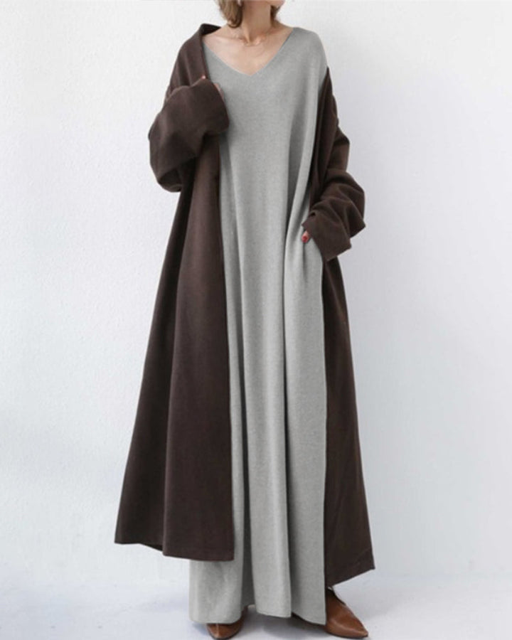 Bonita - Fashionable Long Sleeve V-Neck Dress
