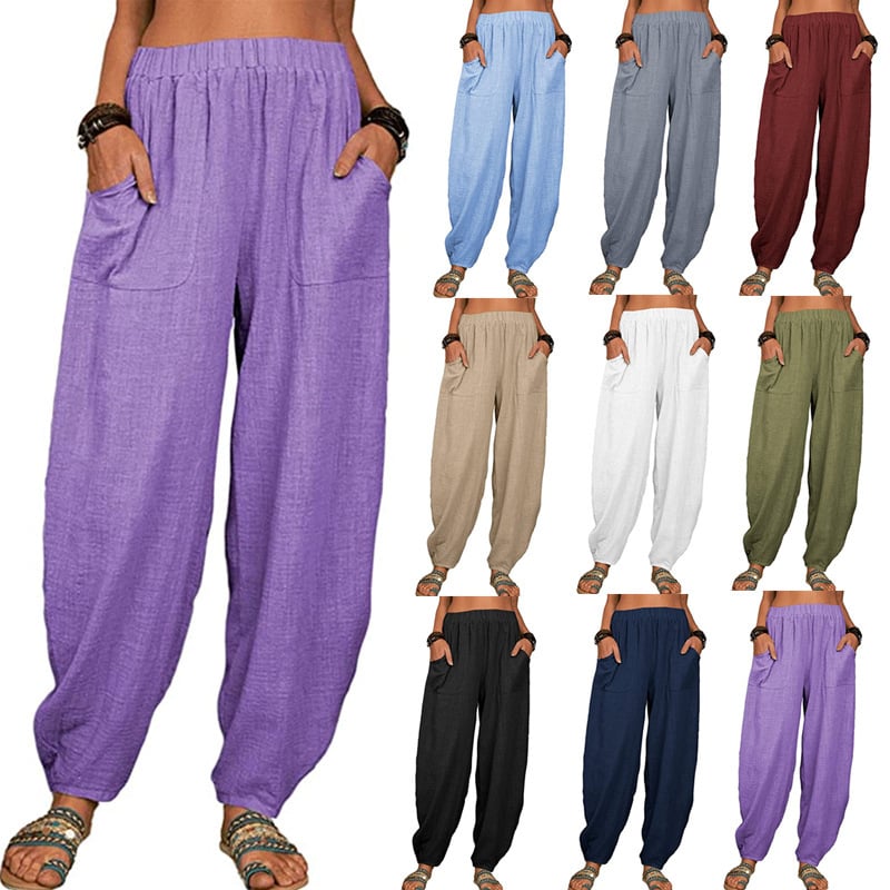 Zinzi - Casual Loose Cotton Linen Harem Pants