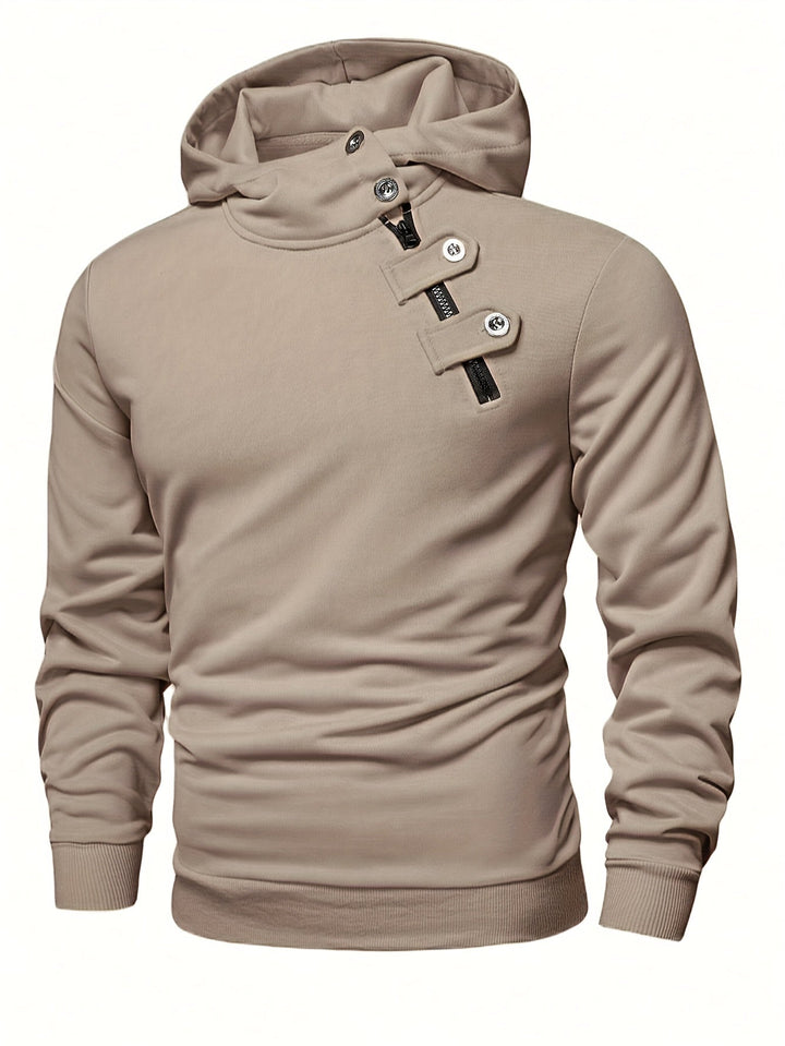 Klod - Casual Long Sleeve Hoodie With Button