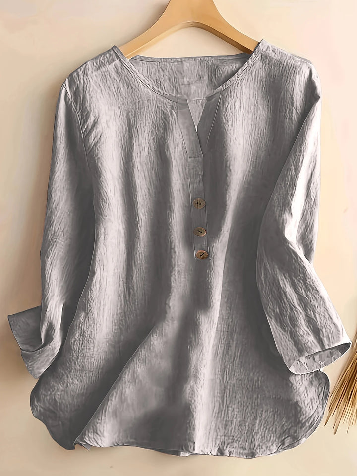 Mykaela - Casual Cotton And Linen Blouse