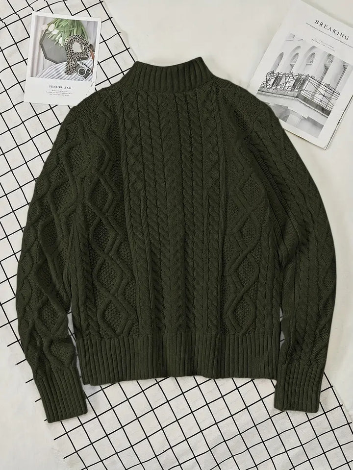 Rabada - Half-Zip Knitted Sweater With Stand-Up Collar