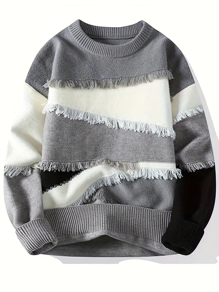 Derrick - Frayed Knitted Sweater With Long Sleeve