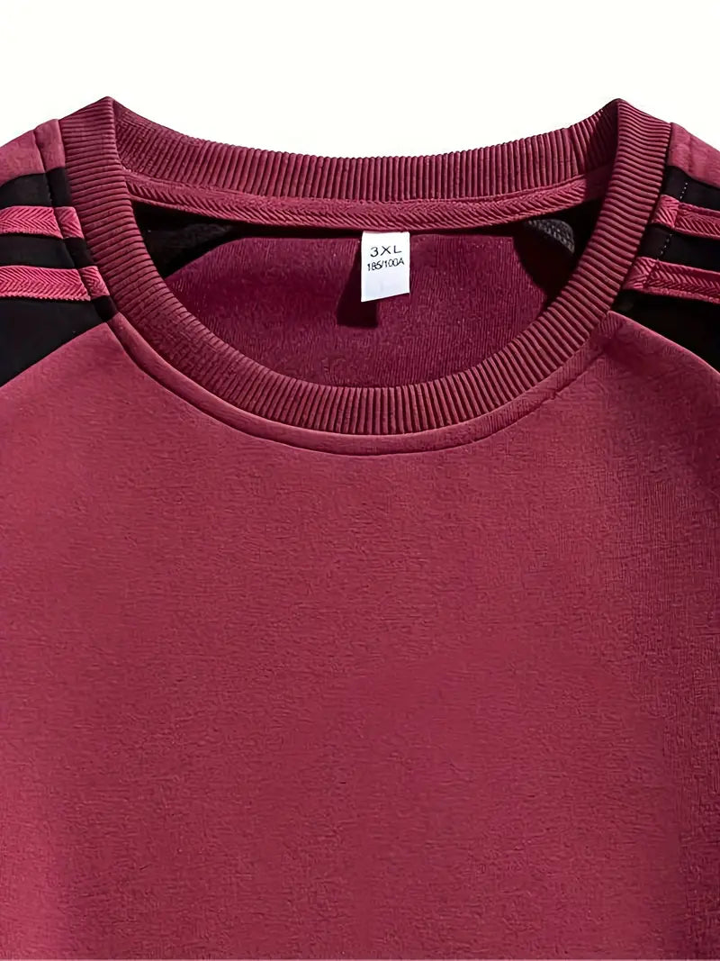 Maddox - Striped Sleeve And Round Neck Sweatshirt