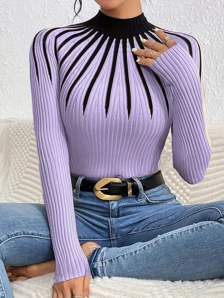 Maider - Elegant Long Sleeve Sweater With High Neck