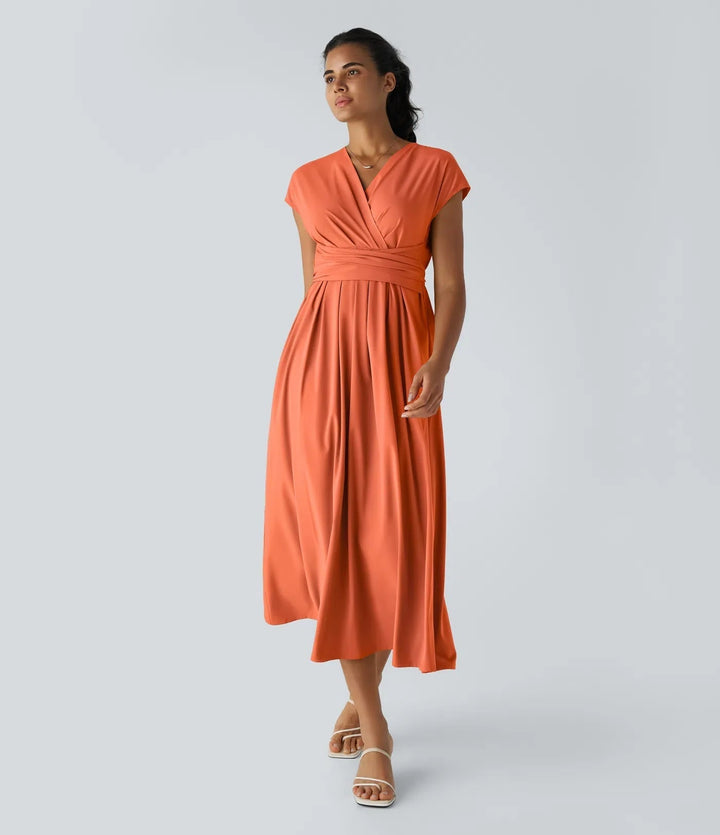 Wilhelmine - Elegant High Waisted Wrap Dress