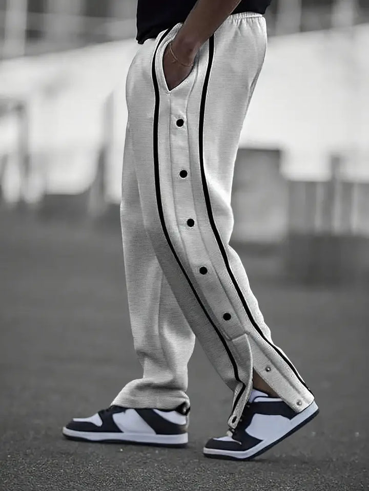 Mendis - Casual Sport Straight-Leg Pant With Snap Button