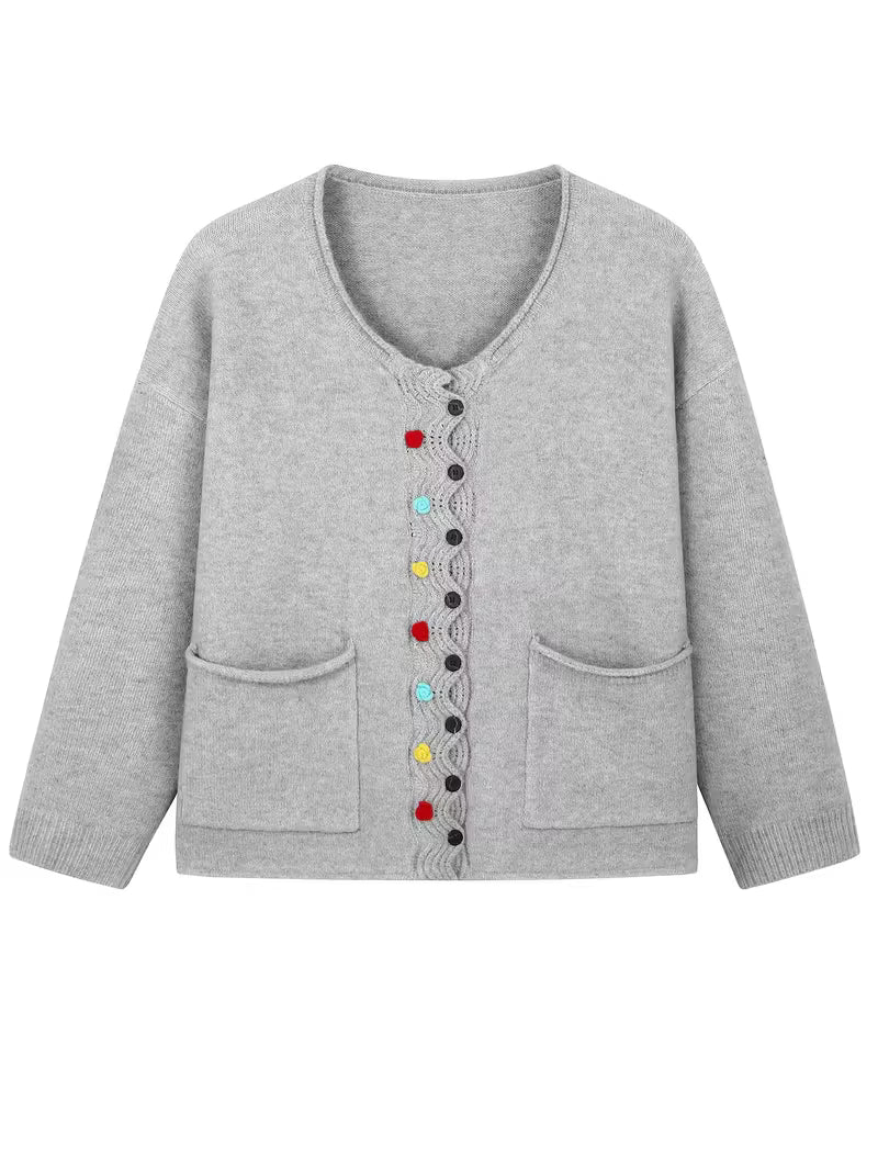 Kynza - Oversize Cardigan With Colorful Button Front