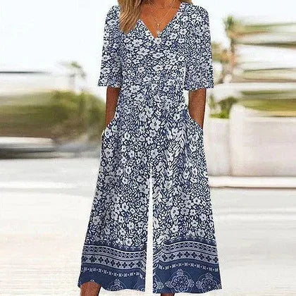 Nerina - Vintage Boho Jumpsuit With Floral Print