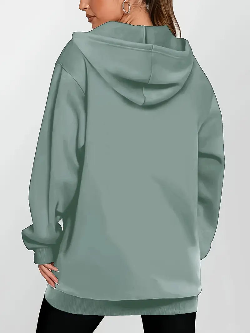 Angeleen - Geometric Print Zip-Up Hooded Jacket