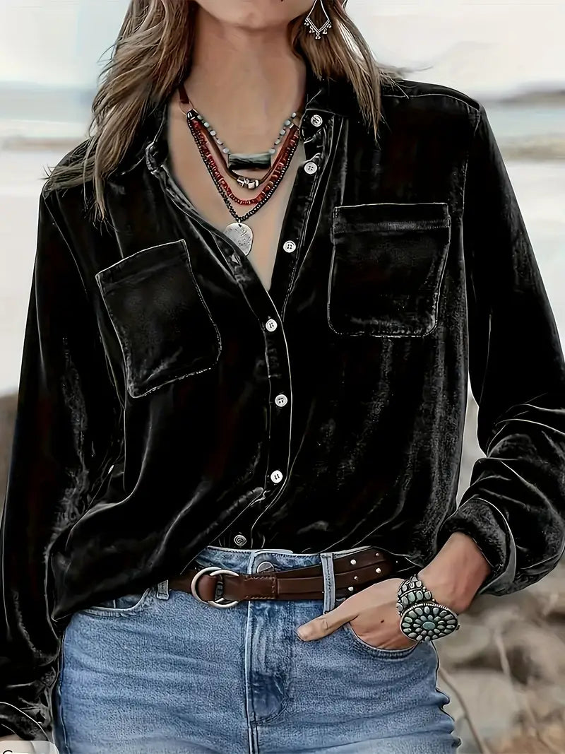 Geanie - Long Sleeve Shirt With Front Pockets