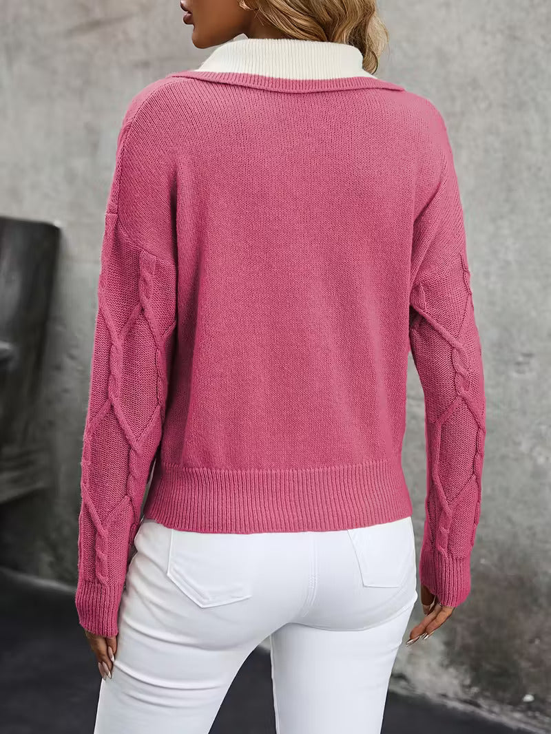 Mahalia - Cable Knit Collared Sweater