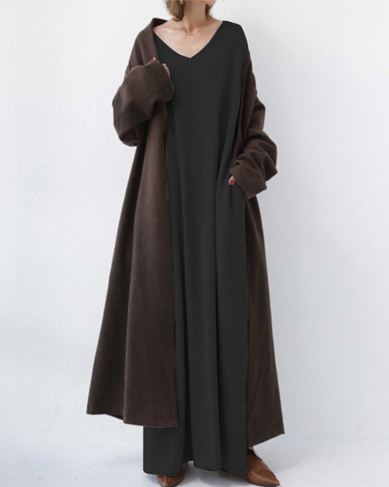 Bonita - Fashionable Long Sleeve V-Neck Dress